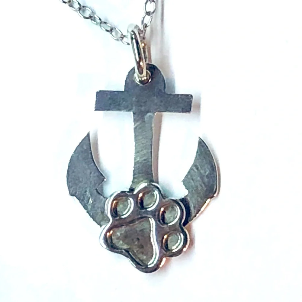 Sterling Silver Anchor w/Sterling Puppy Paw Pendant